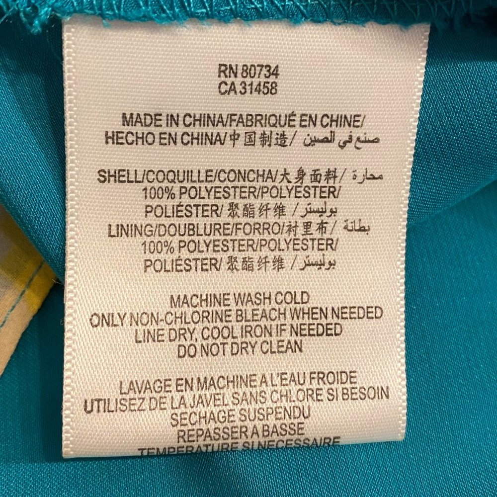 Max & Cleo Blue Yellow Multi Print Beaded Chiffon Strapless Maxi Gown Dress - 4 - Picture 6 of 9